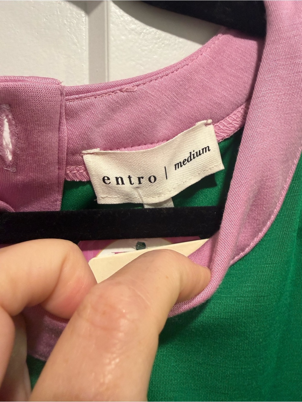 entro Green Shift Dress with Pink Trim - Picture 5 of 6
